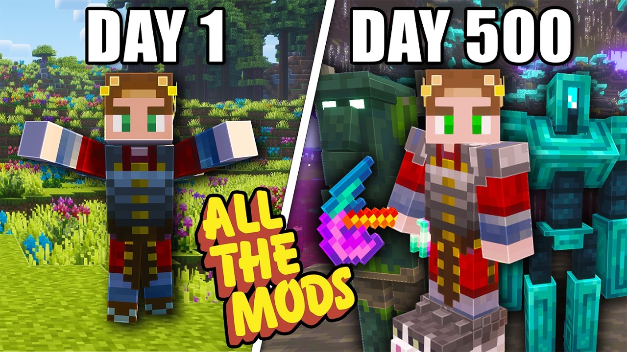 I Survived 500 Days in ALL THE MODS 10 in Minecraft Hardcore!