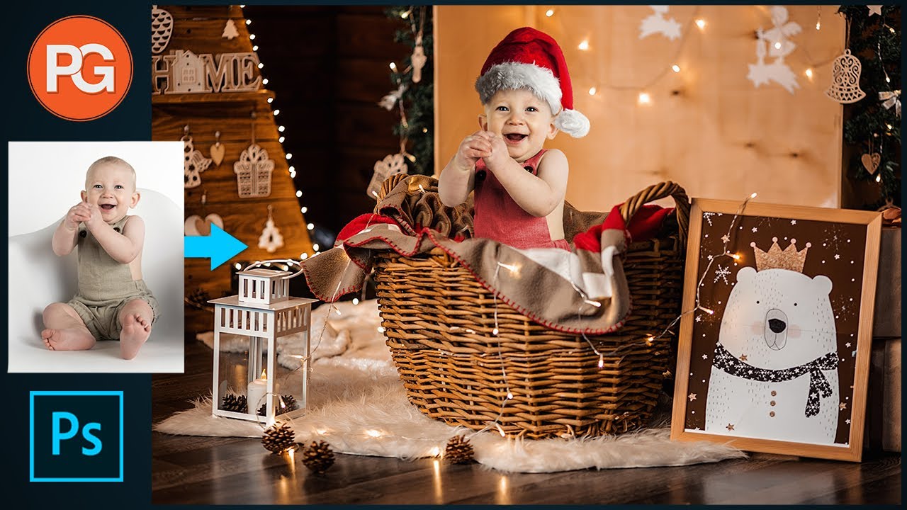 How to edit Christmas Photo in Photoshop Tutorial || Background Change
