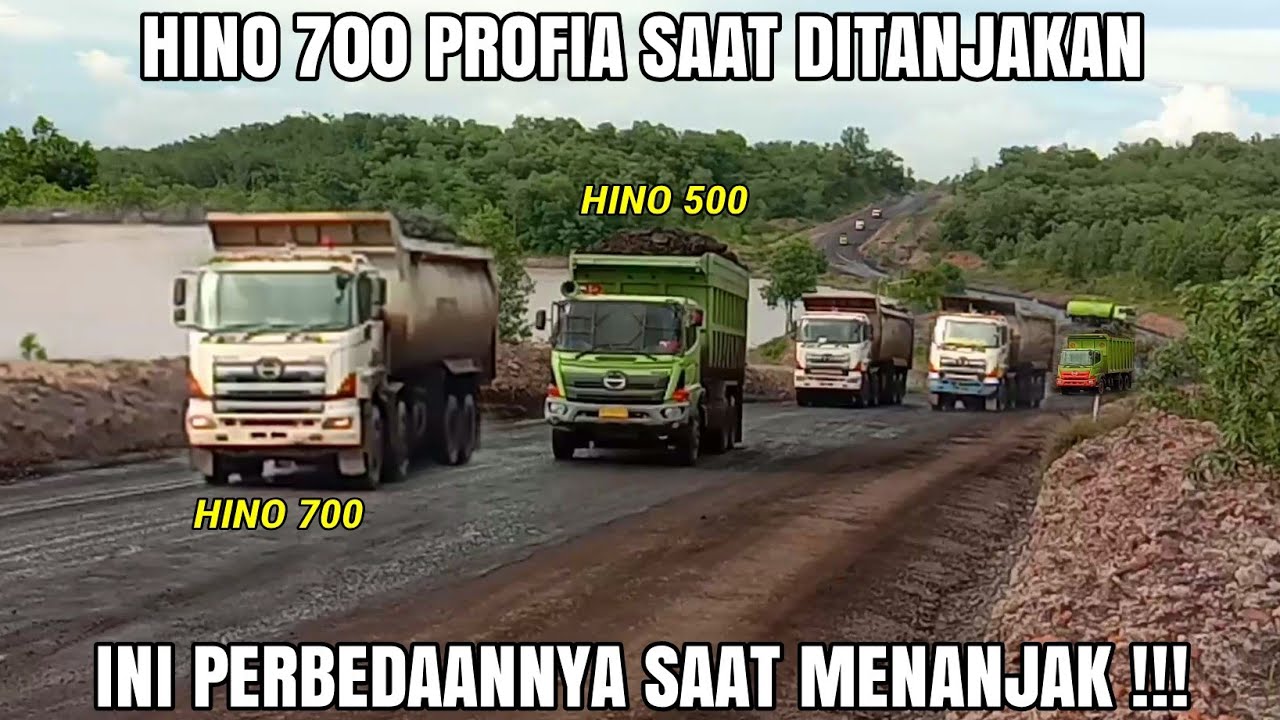 HINO 700 TRINTIN VS HINO 500 TRONTON SAAT MENANJAK SAMA-SAMA BERMUATAN BATUBARA