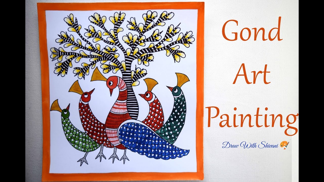 Gond Art Painting/ Indian Folk Art/ Peacock Painting using Poster Colors