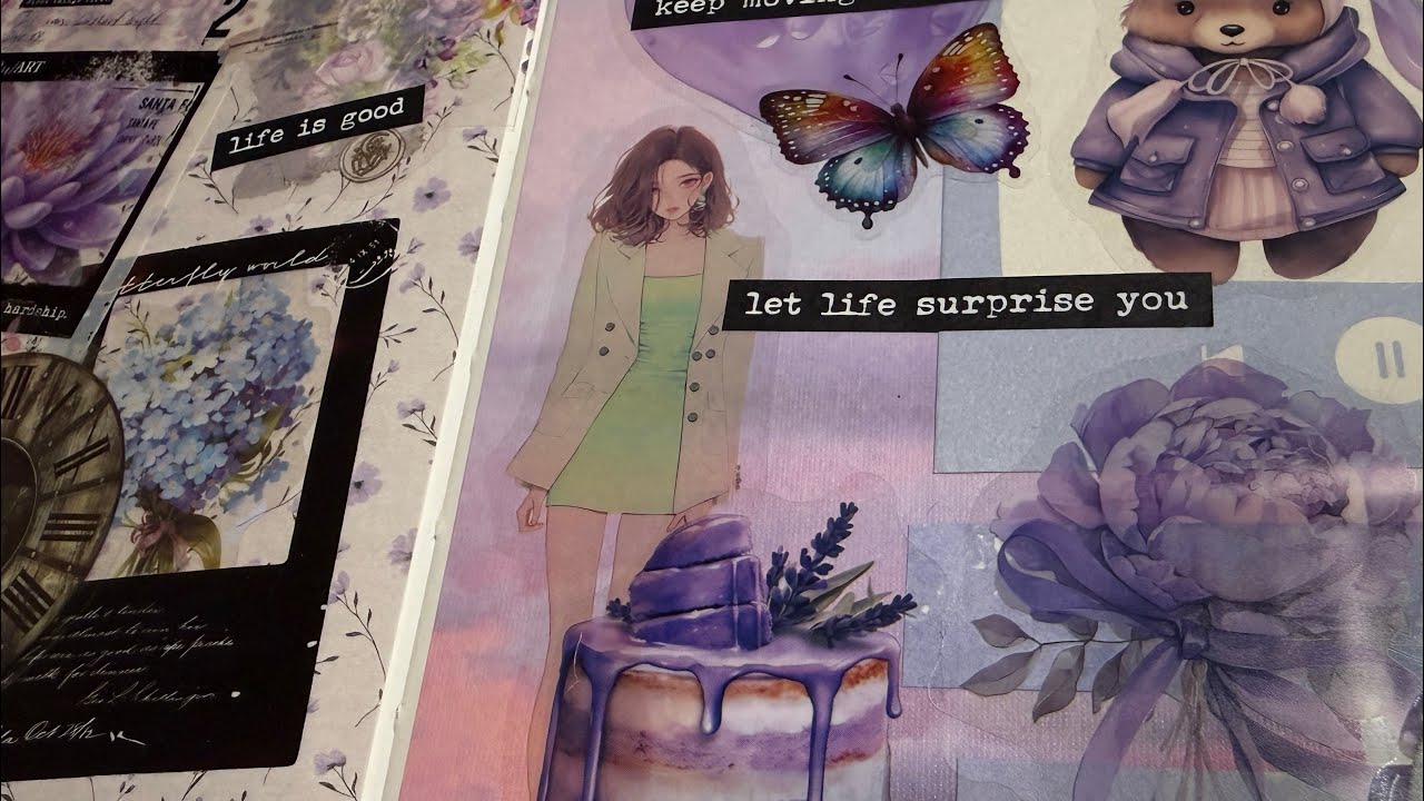 ASMR Scrapbook with me | New junk journal page | Relaxing stationery sounds | No talking