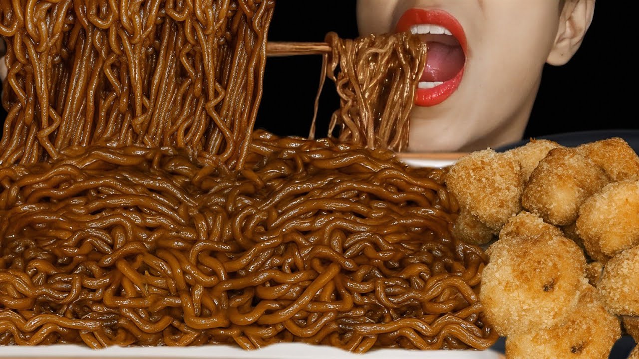 ASMR EATING BULDAK SPICY JAJANGMYEON,  CRISPY FRITTERS CAULIFLOWER | MUKBANG COCO #foryou 