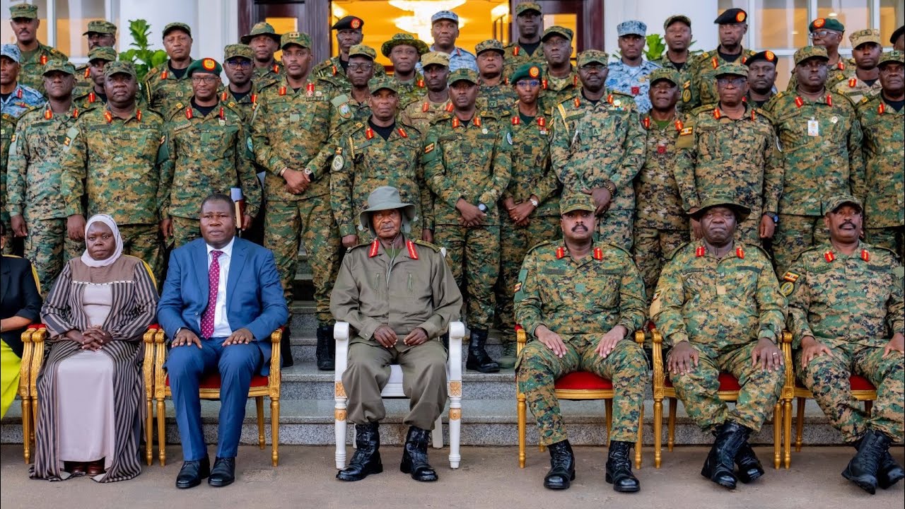 Museveni chairs UPDF High Command meeting at State House. SDF Gen. Muhoozi Kainerugaba was present