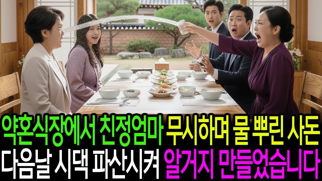 약혼식장에서 친정엄마의 무시하며 물 뿌린 사돈, 다음날 시댁 파산시켜 알거지 만들었습니다 1
