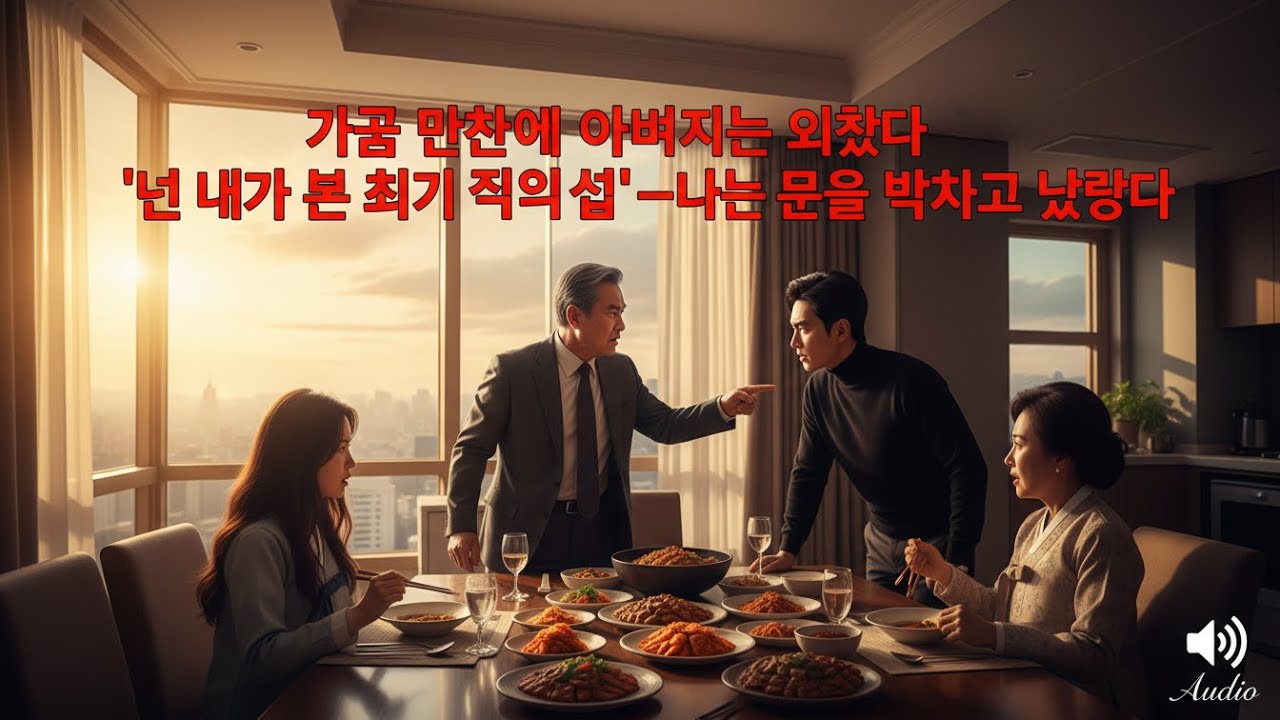 그날 저녁, 가족 만찬에서 아버지는 갑자기 숟가락을 내려놓고 소리쳤다.