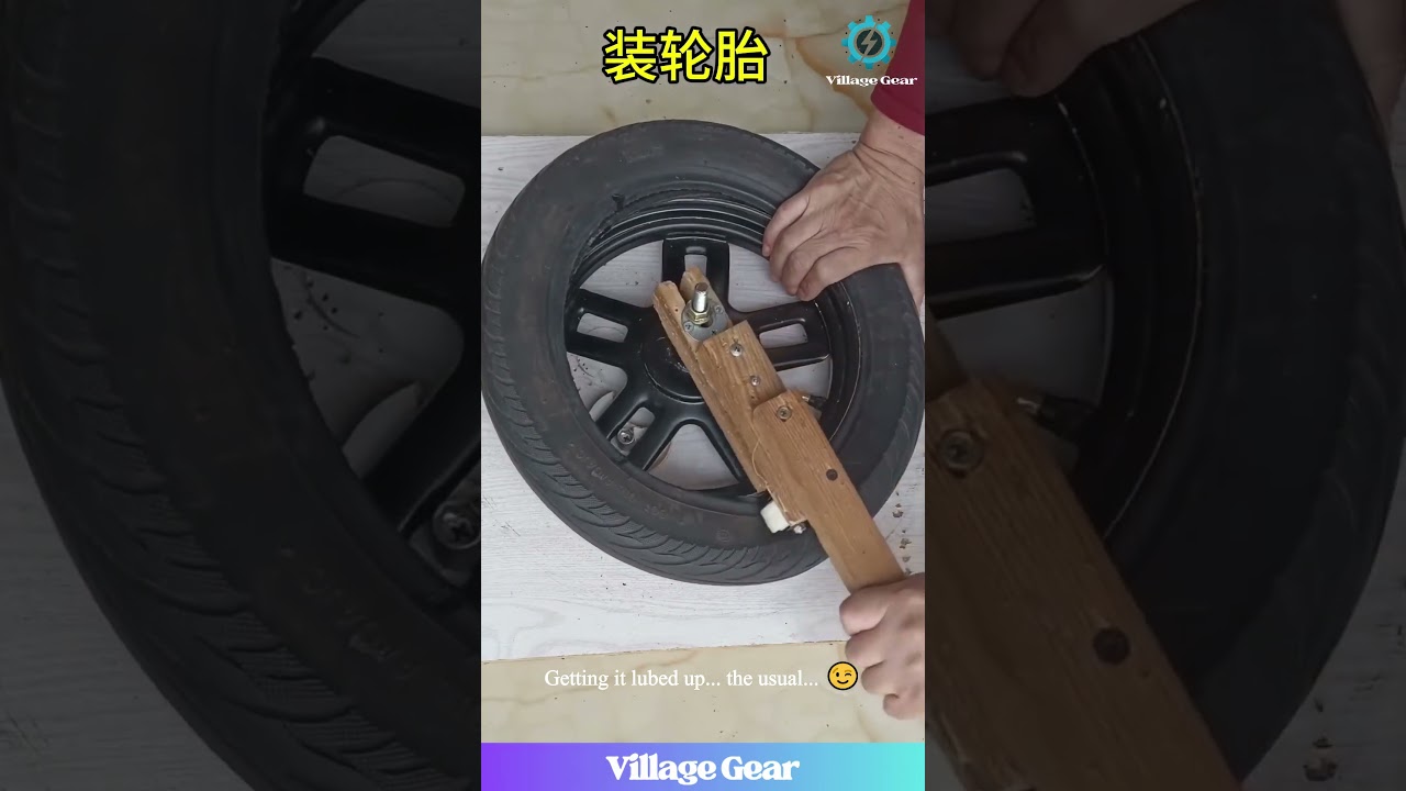 Level 99 DIY Skill Unlocked! ✨ Wooden Tire Changer is GOATED! #diy #mechanic #hack  #satisfying