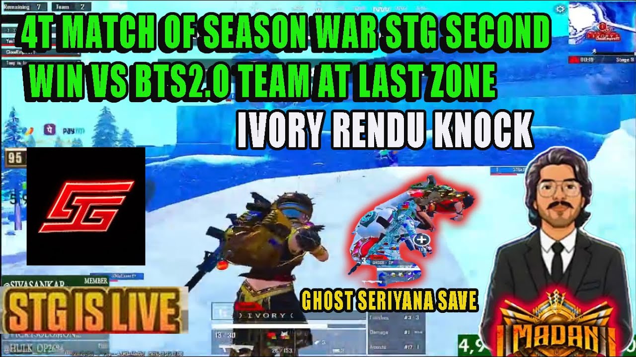 4TH MATCH OF SEASON WAR 2ND WIN FOR STG IVORY 2 KNOCK DA GHOST MENDUM MENDUM  SERIYANA SAVE #btswar