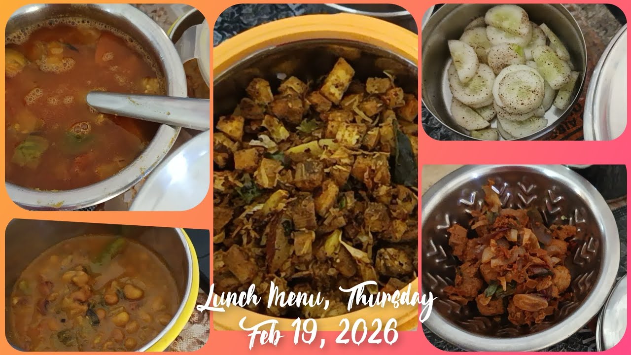 Simple South Indian lunch menu ideas🌈Soya chunks curry, Vazhaikai varuval, Kathrikai sambar, Rice