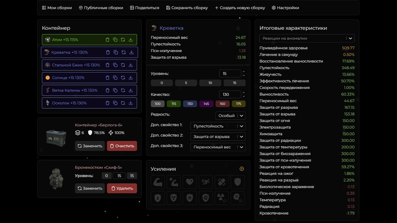 Всё про сборки с жиром, скоростью и весом а так же про контейнеры в игре STALCRAFT:X
