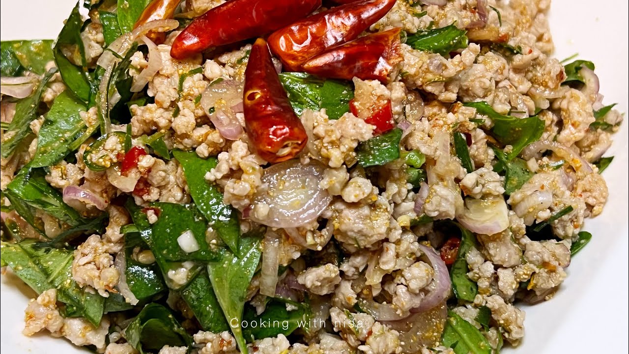 របៀបធ្វេីឡាបសាច់ជ្រូកឆ្ងាញ់ហេីយងាយធ្វេី