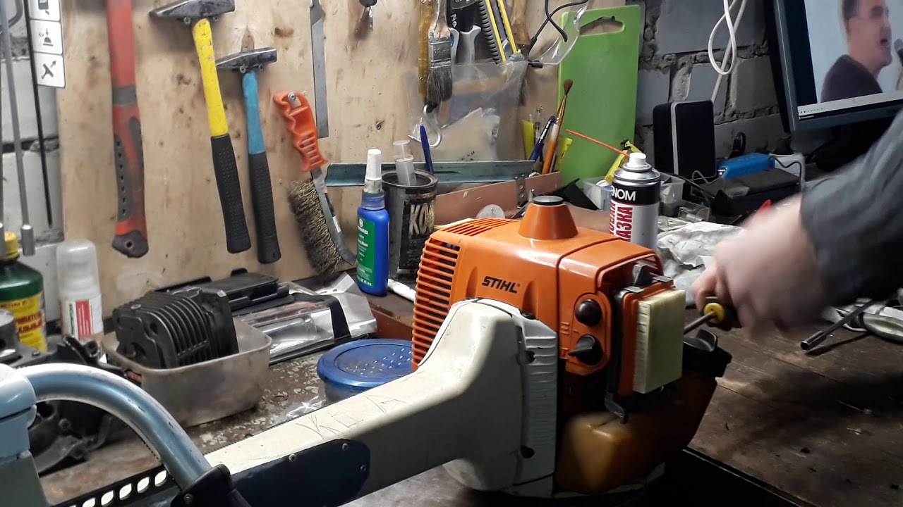 Stihl FS 450. Заменил патрубок впускного окна.