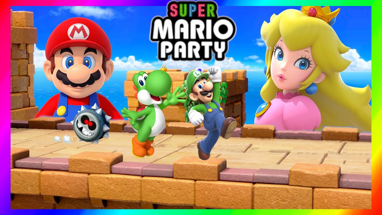 Super Mario Party Minigames Mario vs Luigi vs Yoshi vs Peach