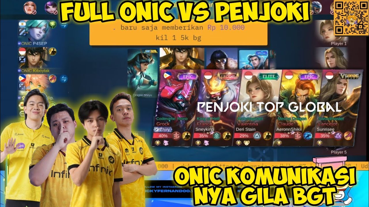 FULL TEAM ONIC VS PENJOKI || mobile legend