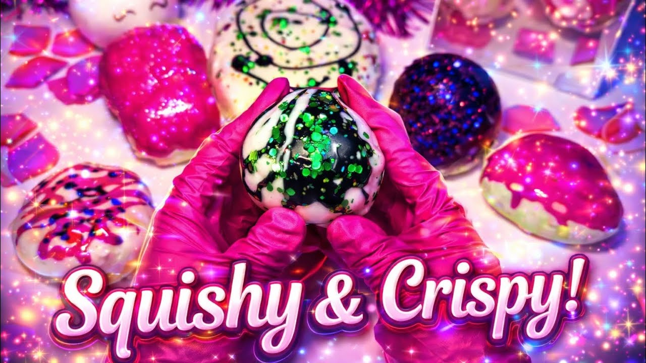 Satisfying Crunchy Wax and Glitter Squishy Cookies ASMR 🍩💤