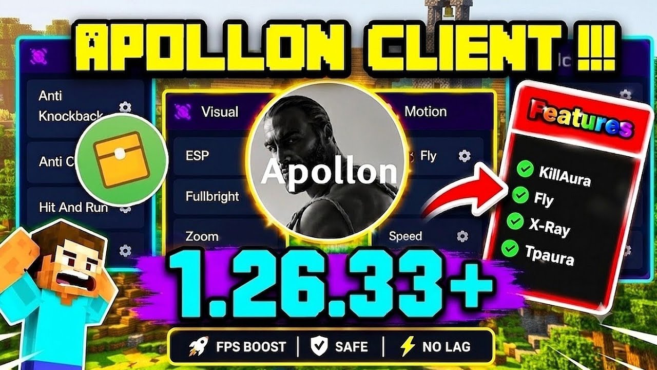 🔰LATEST 1.26.33+ APOLLON CLIENT For MCPE 🤯 ( SO MANY FEATURES ) 🔥 | BrixTools , apollon Client, tool