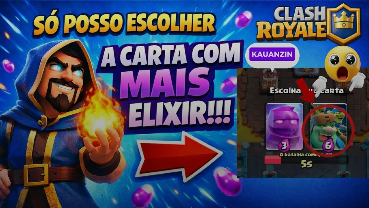 SÓ POSSO ESCOLHER A CARTA QUE TIVER MAIS ELIXIR NESSE EVENTO!!!! CLASH ROYALE 