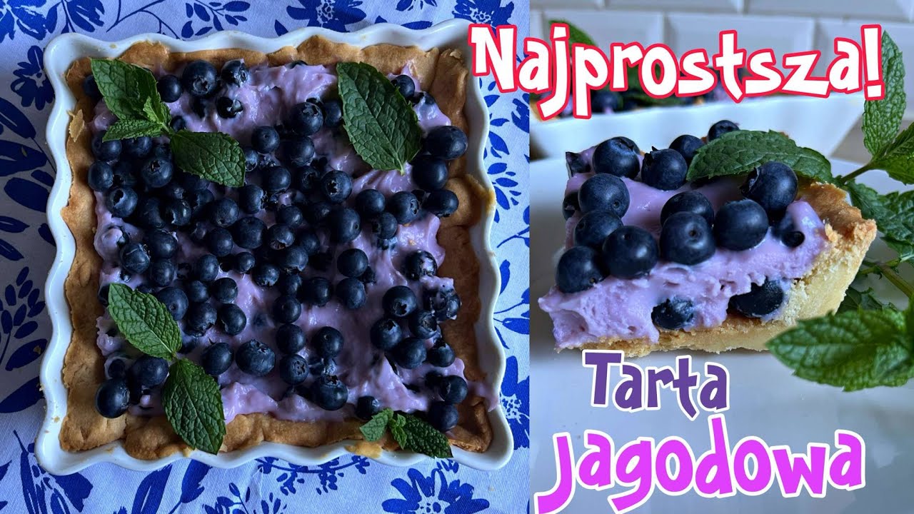 🍇 💜 Tarta z jagodowym budyniem i świeżymi jagodami &ndash; pyszny, domowy deser! 🍇 💜