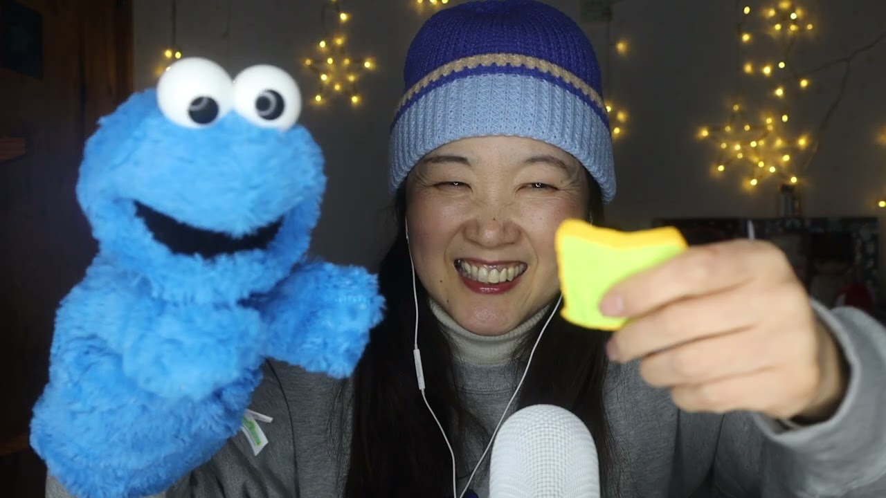 【ASMR】アドベントカレンダー１、クッキーモンスターのマウスサウンド👄色んなスクイーズ使って♥ Cookie Monster Mouse Sounds, Squeeze