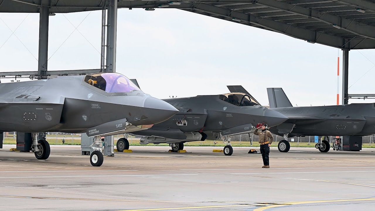 USAF 493rd Fighter Squadron Launch F-35s