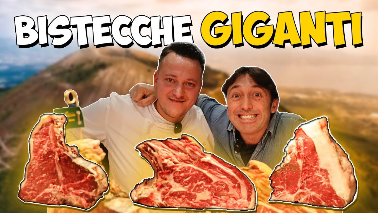 BISTECCHE GIGANTI e salami nascosti di fronte al VESUVIO