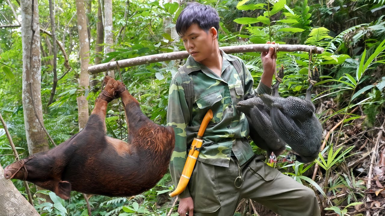 200 days of survival, wildlife tracks, traps, wild chicken, stream fish, wild boars, wild hunting