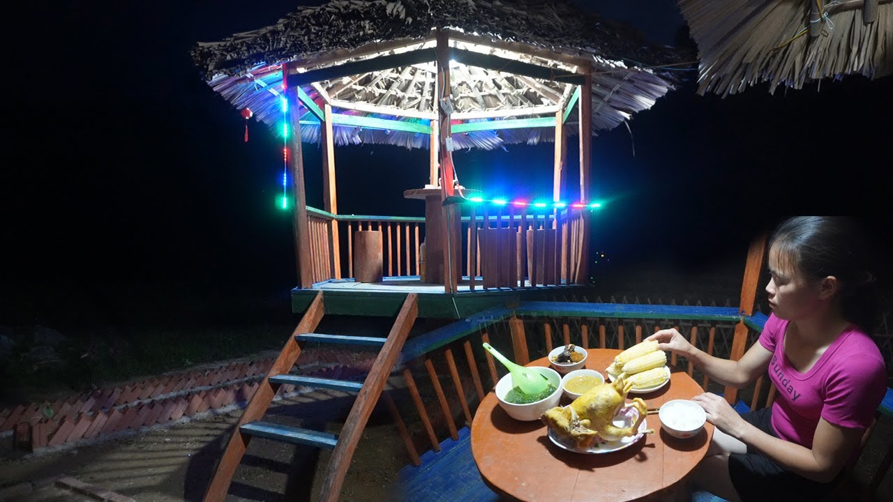Make a wooden dish rack, cook and spend the night alone at the farm | Hoàng Thị Chiển