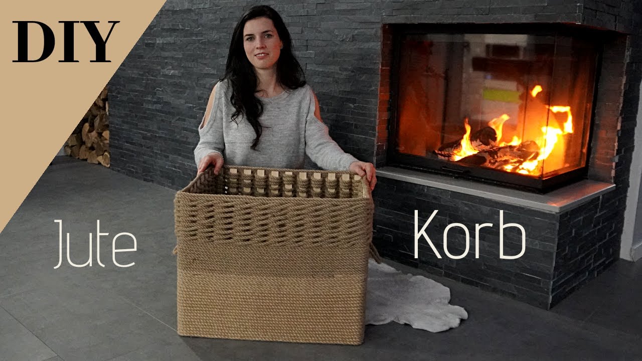 Jute Korb/ DIY Aufbewahrungskorb/ Kaminkorb/ Jute basket/ Korb aus Juteseil selber machen