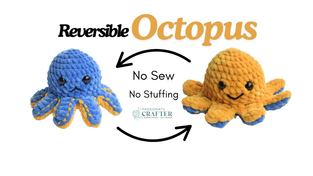 Crochet mini octopus, Reversible, No sewing, quick and easy amigurumi