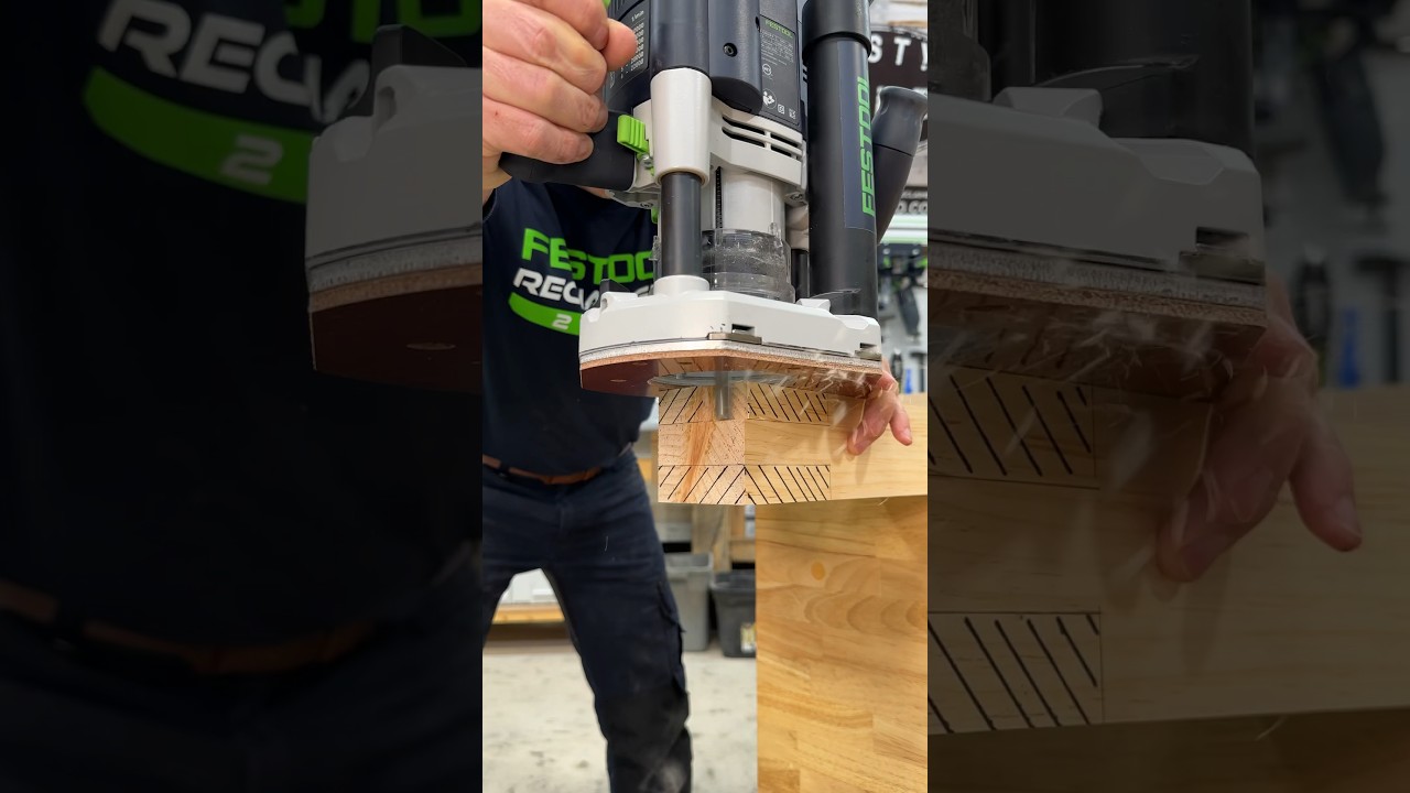 Cutting tenons with the Festool OF 2200 with the extended base #woodworking #tools #maker