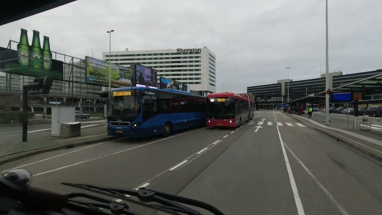 Inside view - Bus to Amsterdam Schiphol Airport - 4K