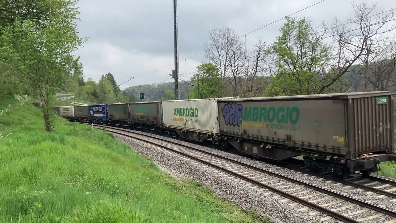 BLS Re 475 422 bei M&uuml;hlen am Neckar, im Tal verl&auml;sst eine BR 650 den HP M&uuml;hlen, 26.04.25