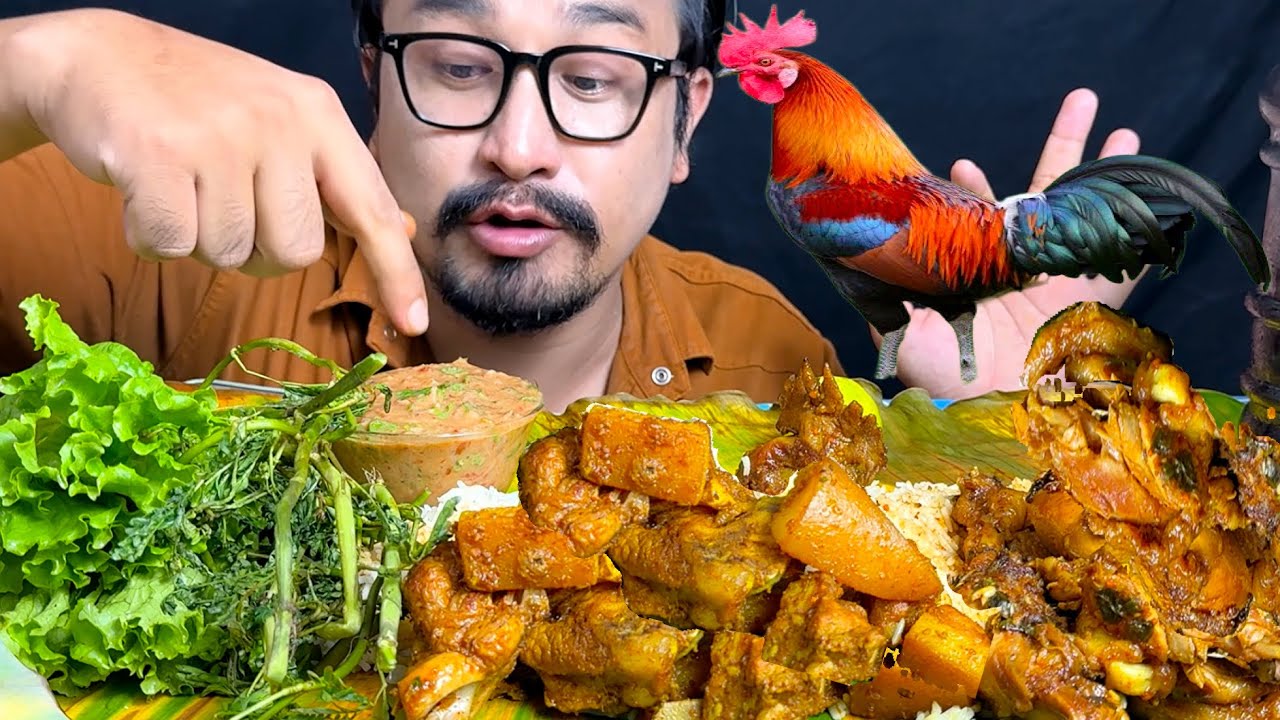 Chicken Curry, Pork Curry, Taro Root Eromba Eating | Pork Curry Mukbang | Chicken Curry Mukbang