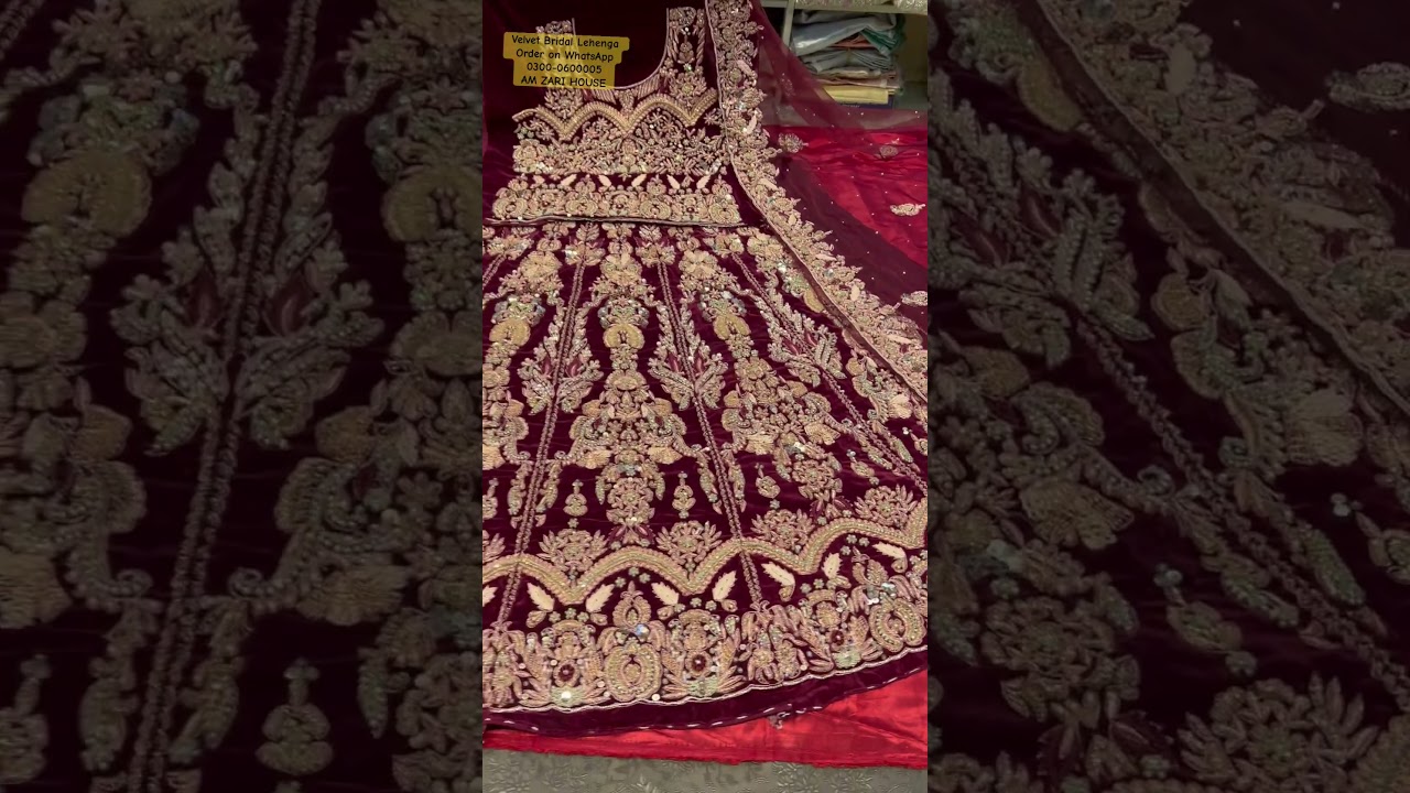 Red Velvet Bridal Dress Elegant Designer Lehenga Deep Red #viral #viralshorts #dress