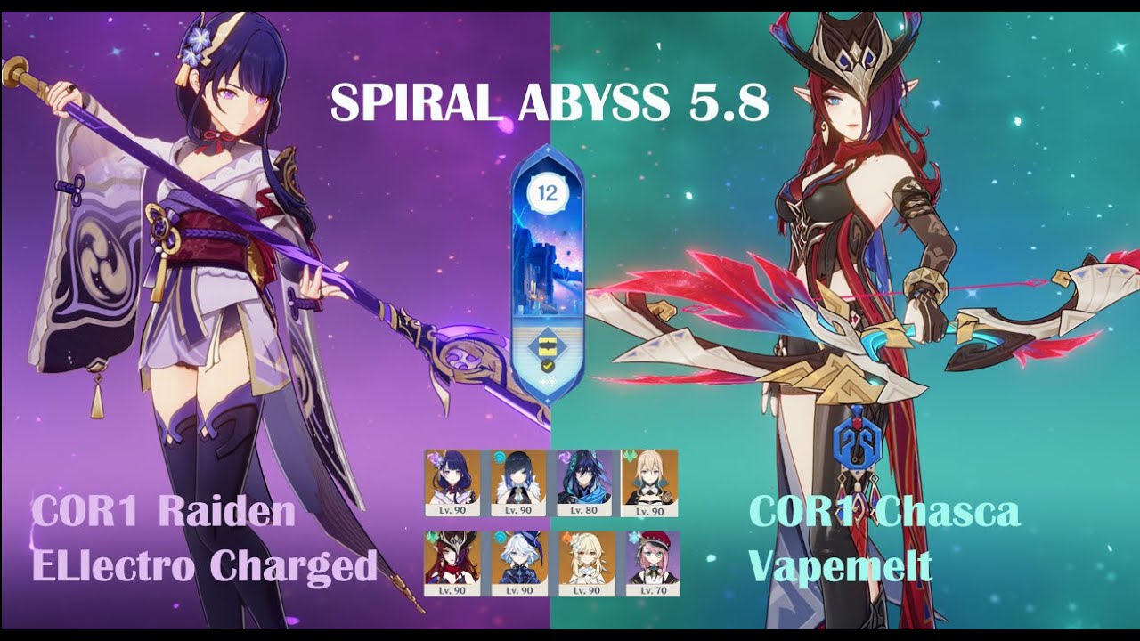 C0R1 Raiden Electro Charged & C0R1 Chasca Vapemelt | Spiral Abyss 5.8 | Genshin Impact