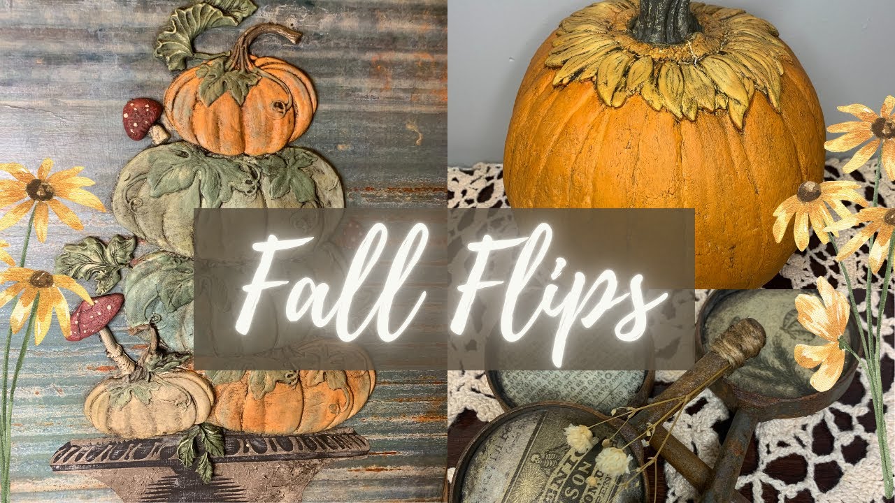 Autumn-Inspired Thrift Flips: DIY Cozy Fall Home Decor! Using IOD Moulds & Decoupage paper