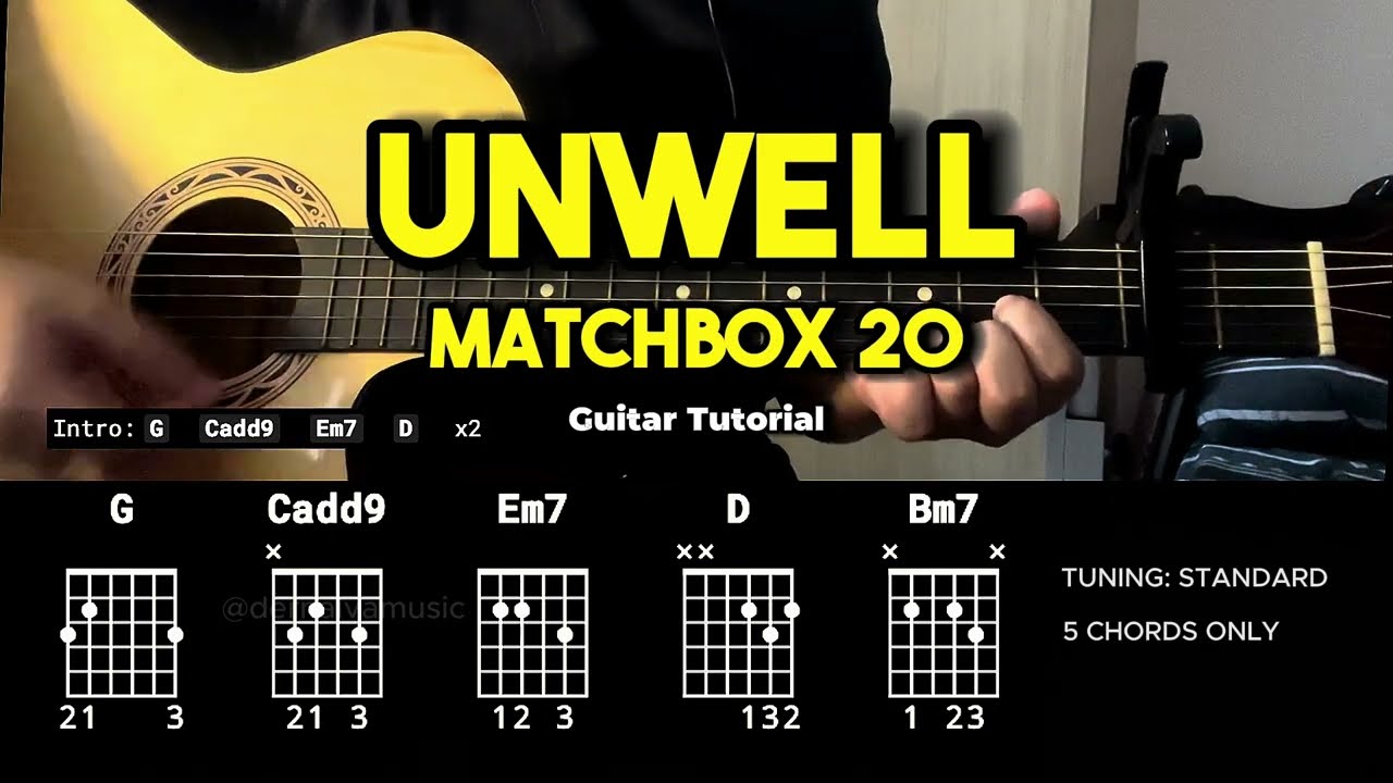 Unwell - Matchbox 20 | Easy Guitar Chords Tutorial For Beginners (CHORDS & LYRICS) #guitarlessons