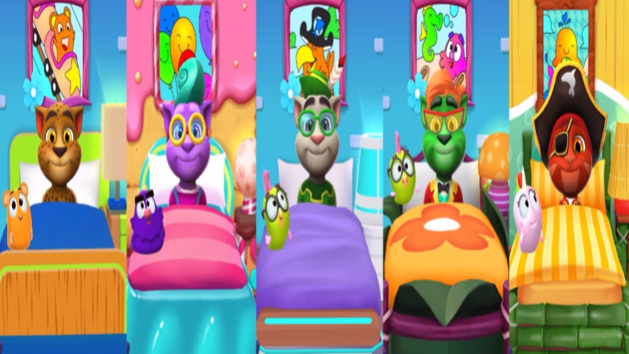 Yellow Vs Purple Vs White Vs Green Vs Red 5 Colors | My Talking Tom 2 Vs My Talking Baby Tom 2