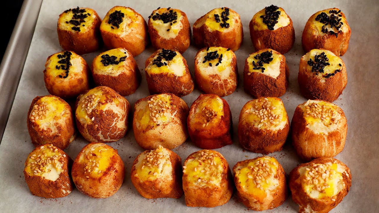 Печенье с корицей с начинкой из бобовой пасты (гепи-манджу: 계피만주)