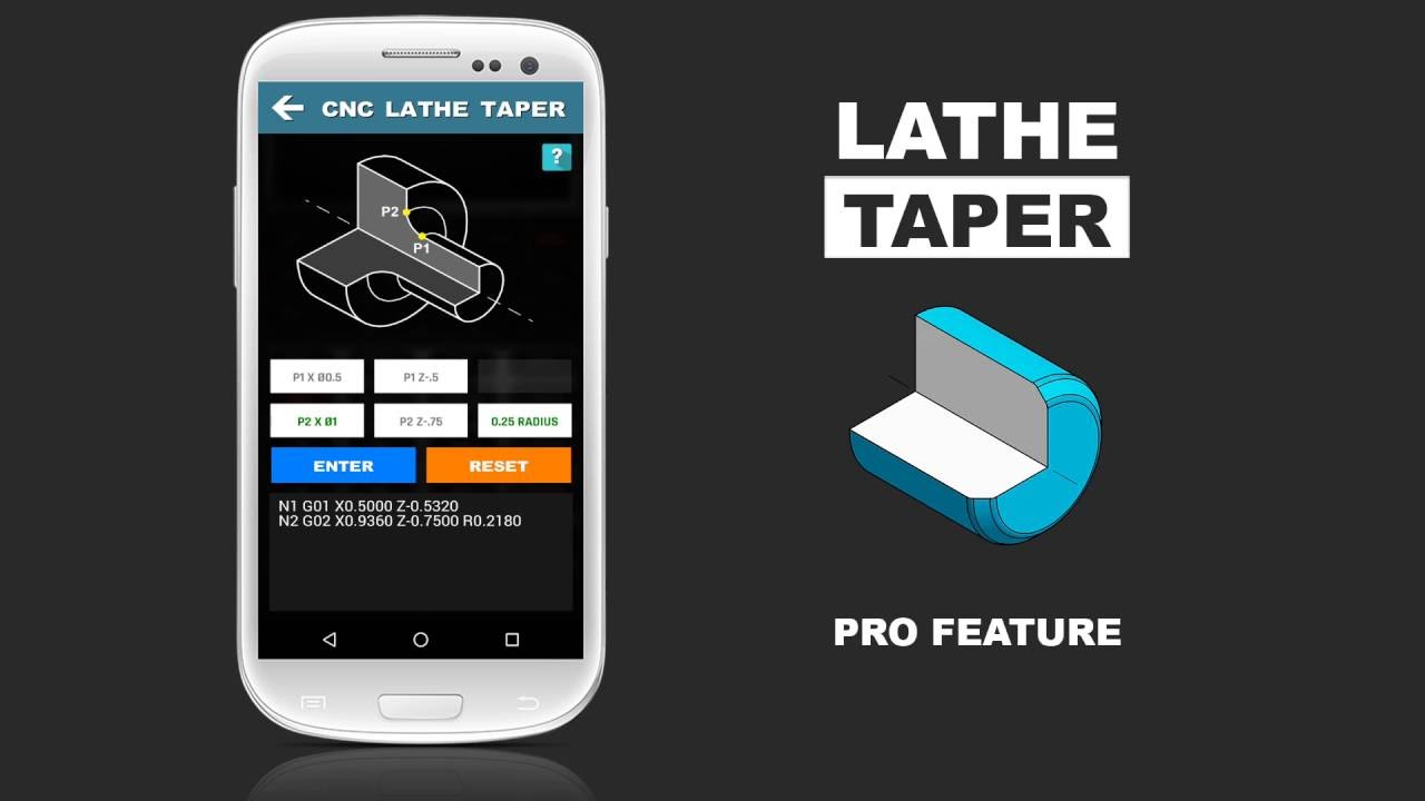 CNC Machinist Calculator Pro feature - Lathe Taper