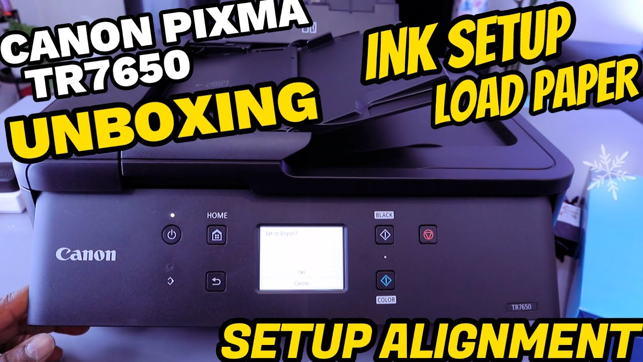 Canon PIXMA TR7650 All-in-One Printer Unboxing, Ink Setup,  Load Paper, and Setup Alignment!!