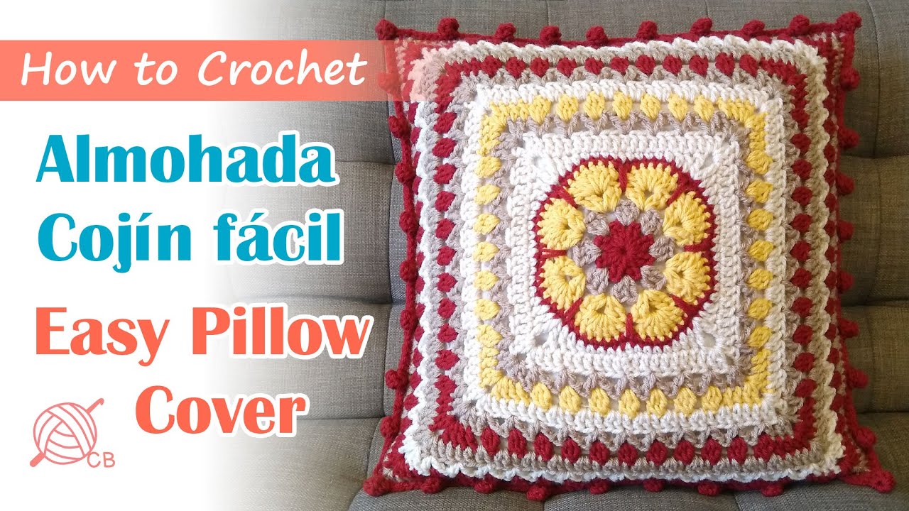 [Eng Sub] Afican Flower  Pillow - Crochet Cojín Almohada Fácil - Easy Cushion Cover Homedecor
