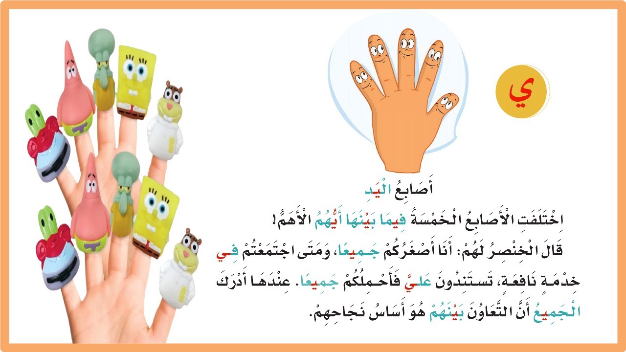 لغتي| اصابع اليد اول ابتدائي| المنهج السعودي| اثرائي حرف الياء| اختلفت الاصابع| تعليم الاطفال اللغة
