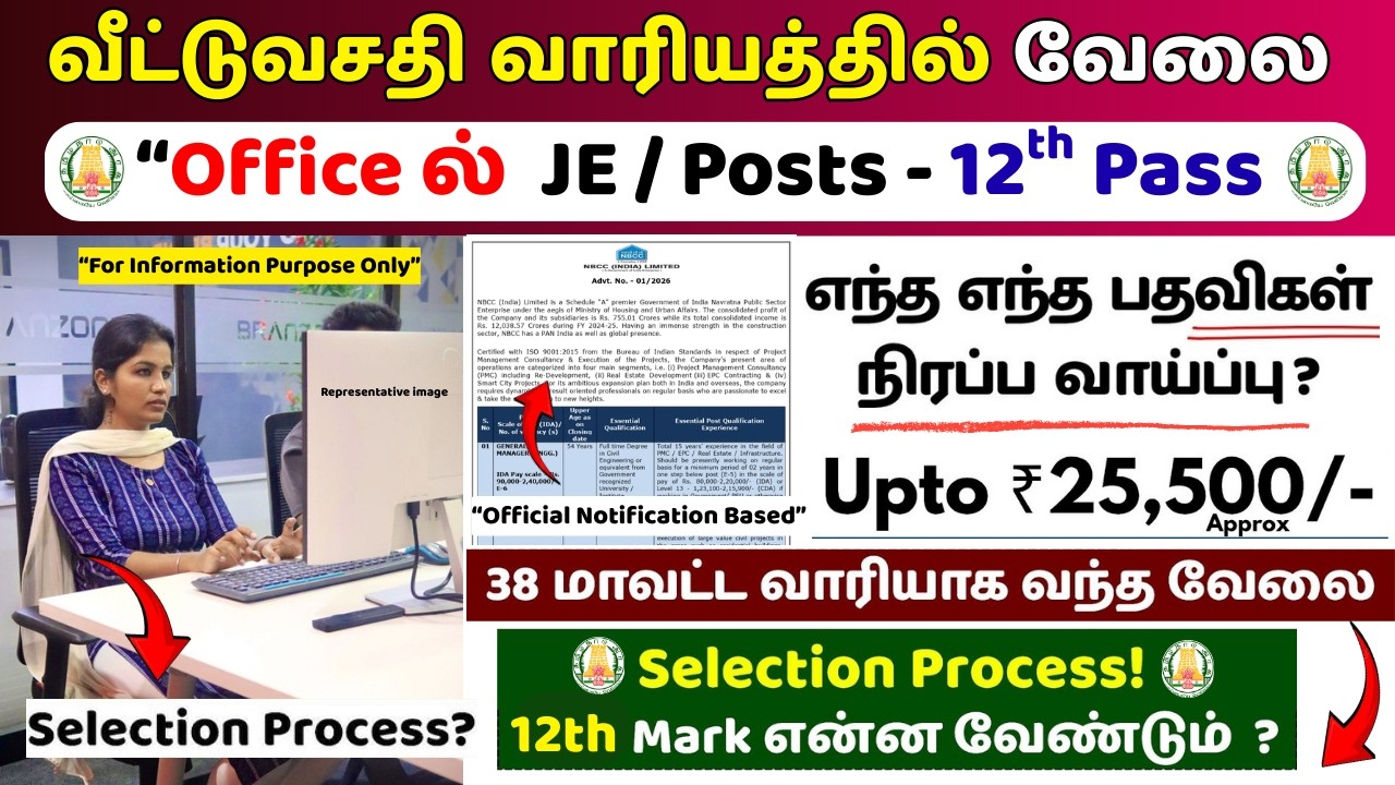 🟢 12th Pass Govt Office Job 🏛️ | 🔥 வீட்டுவசதி துறையில் புதிய வேலை JE Vacancy 🚨 | Tamil Update
