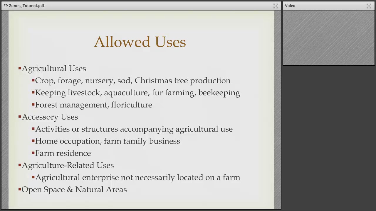 Farmland Preservation Zoning Tutorial