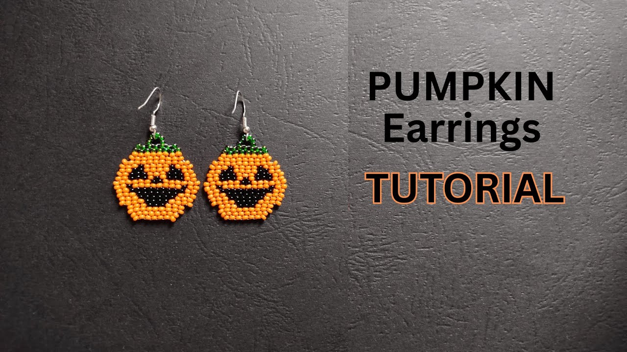 Tutorial jack o lantern beaded earrings, Halloween Beading tutorial pumpkin earrings