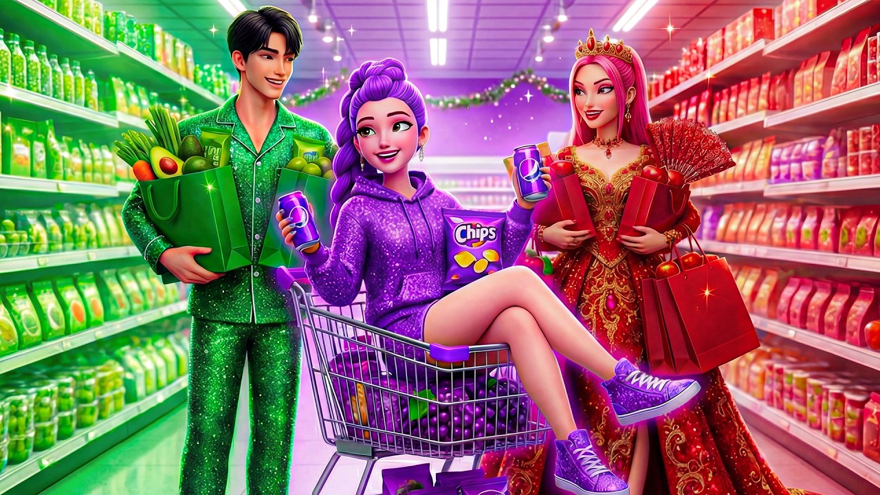 BUYING Everything in ONE COLOR for 24 Hours: Emerald, Amethyst & Ruby | KPop Demon Hunters Animation