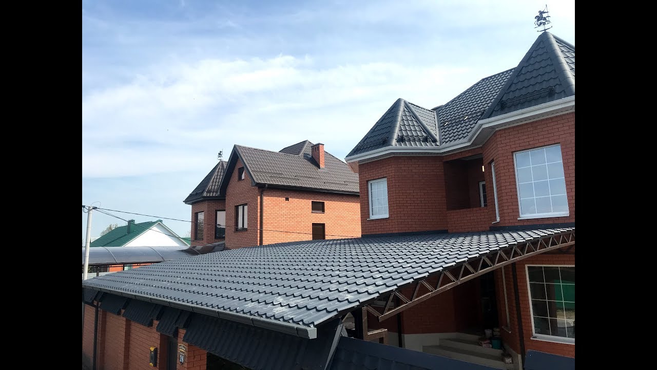 Навес 100 кв.м из металлочерепицы своими руками