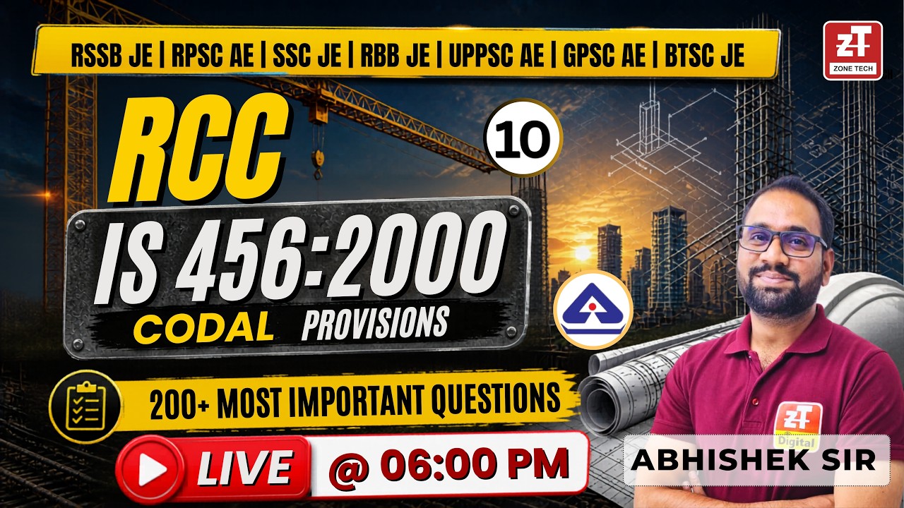 10 RCC IS 456:2000 Codal Provisions  Most Important Questions for SSC JERSSB JERPSC AE  ZONE TECH