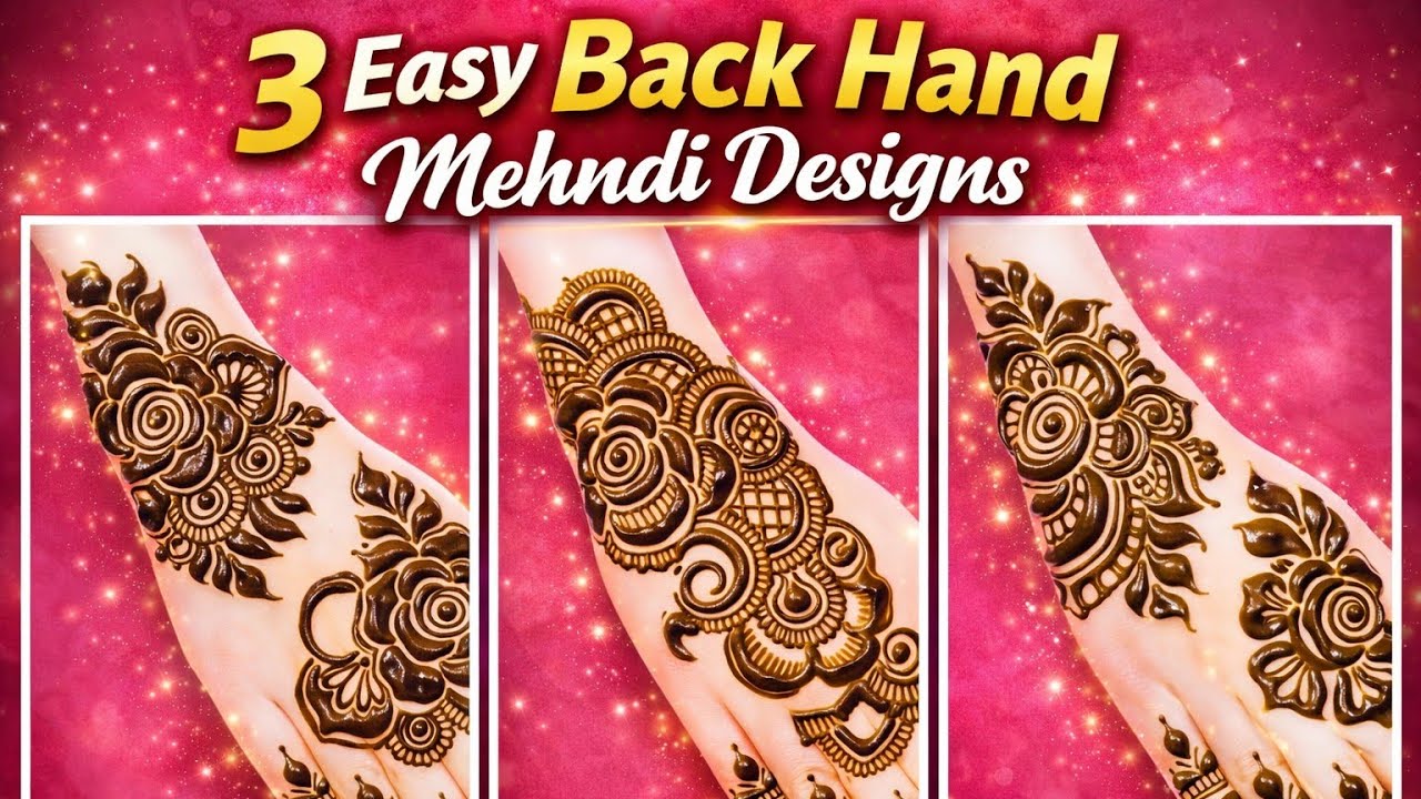 Top 3beautiful Very beautiful stylish back hand mehndi designs | Simple mehndi designs 