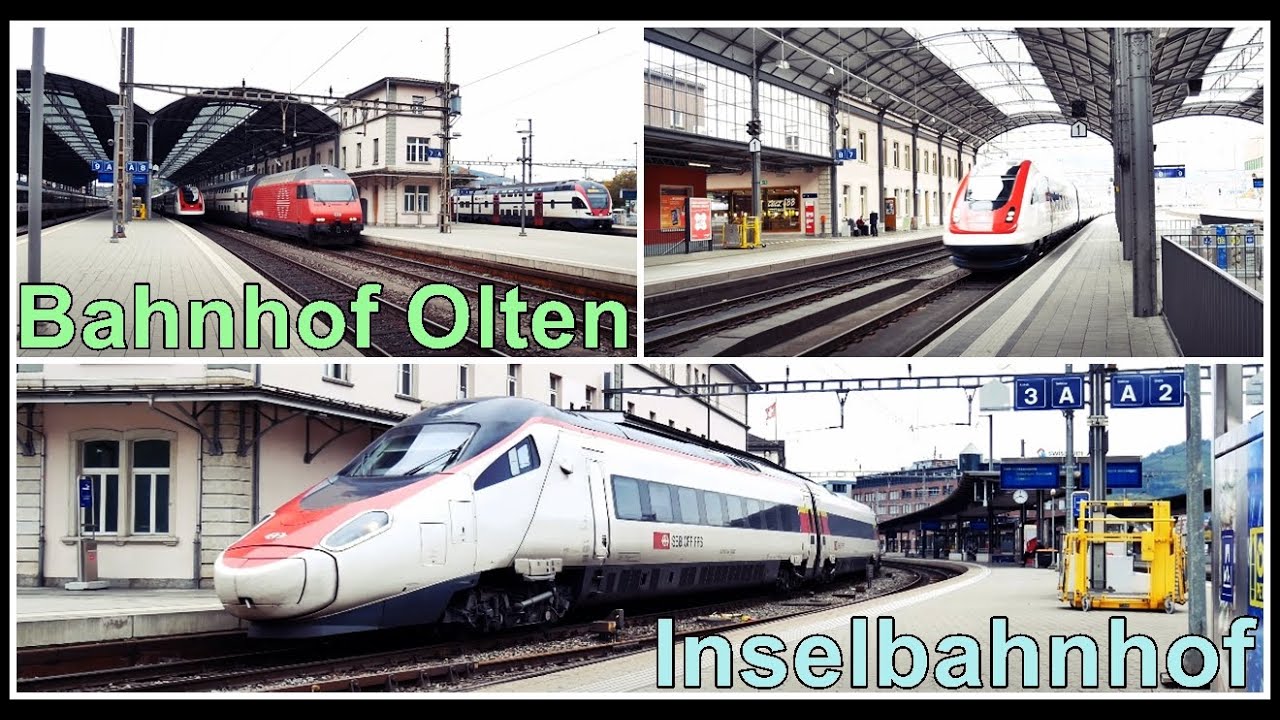 Viel Zugverkehr beim Bahnhof Olten, Kanton Solothurn, Schweiz 2020